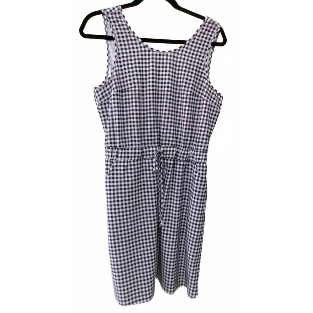 NEW KEREN HART women's checkered tennis tank dress in black/white